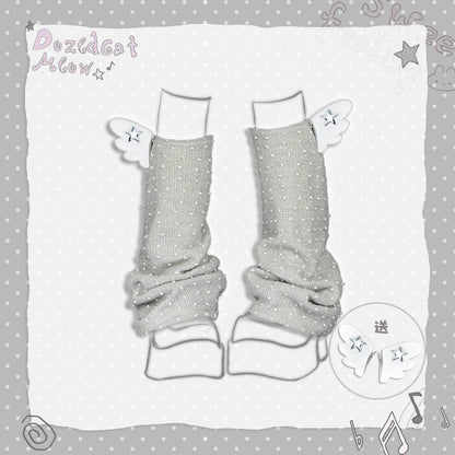 Sleepwalking Cat - Y2K Polka Dot Wing Leg Warmers