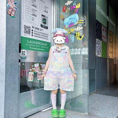 Rainbow Universe RUX - Pastel Decora Tank Top Shorts Set set Rainbow Universe RUX Suspender Shorts M