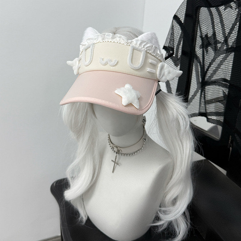 1Gangster Inn - Cat Ear Japanese Sun Visor Hat hat 1GASTERINN Pink