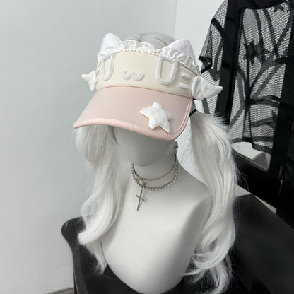 1Gangster Inn - Cat Ear Japanese Sun Visor Hat hat 1GASTERINN Pink