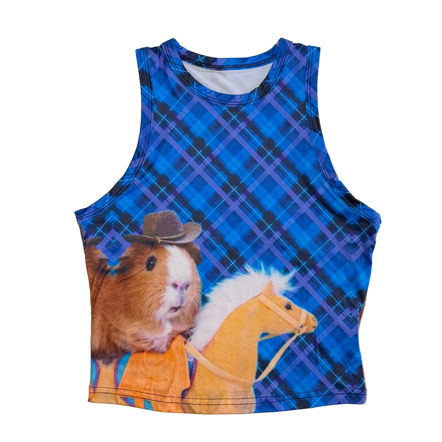 bunnybunnygun - Y2K Stretch Tank Top camisole bunnybunnygun Blue Checkered