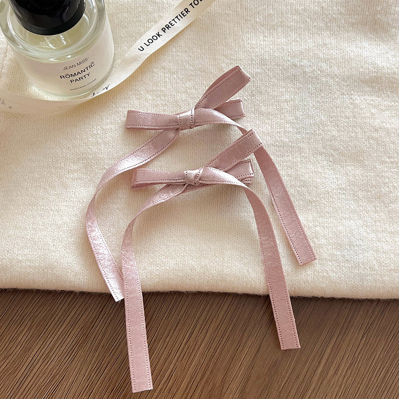 Bow Ribbon Hair Clip hair clip none Pink - 1 Pair