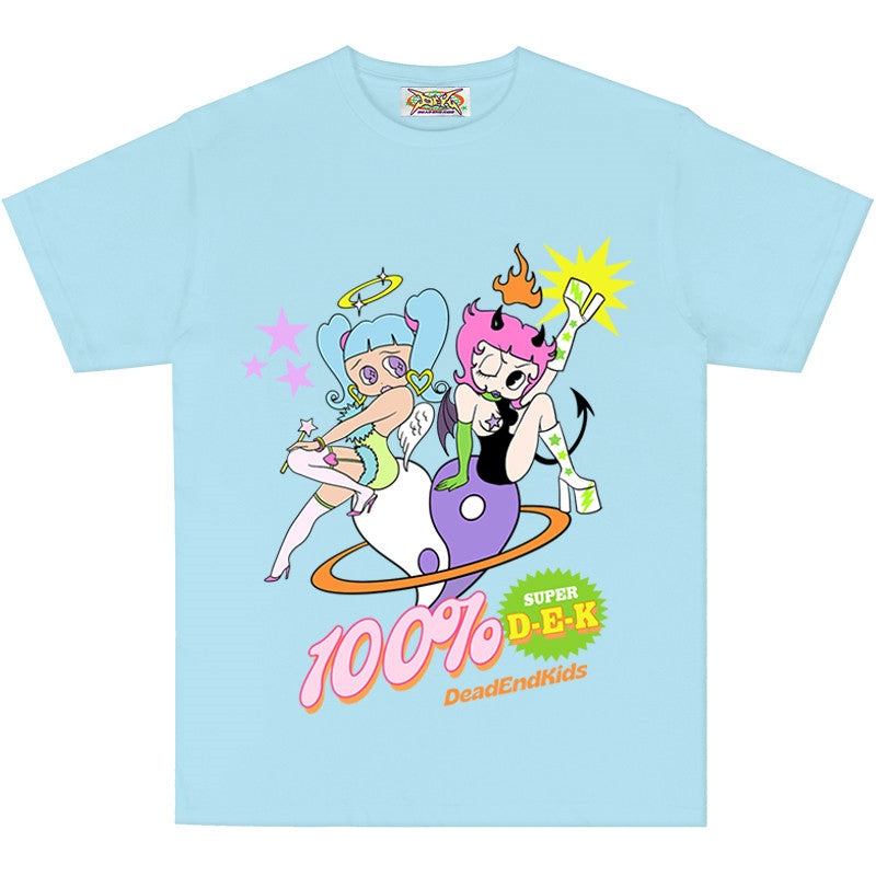 DeadEndKids - Cartoon Print Oversized Tee tee DeadEndKids Blue M