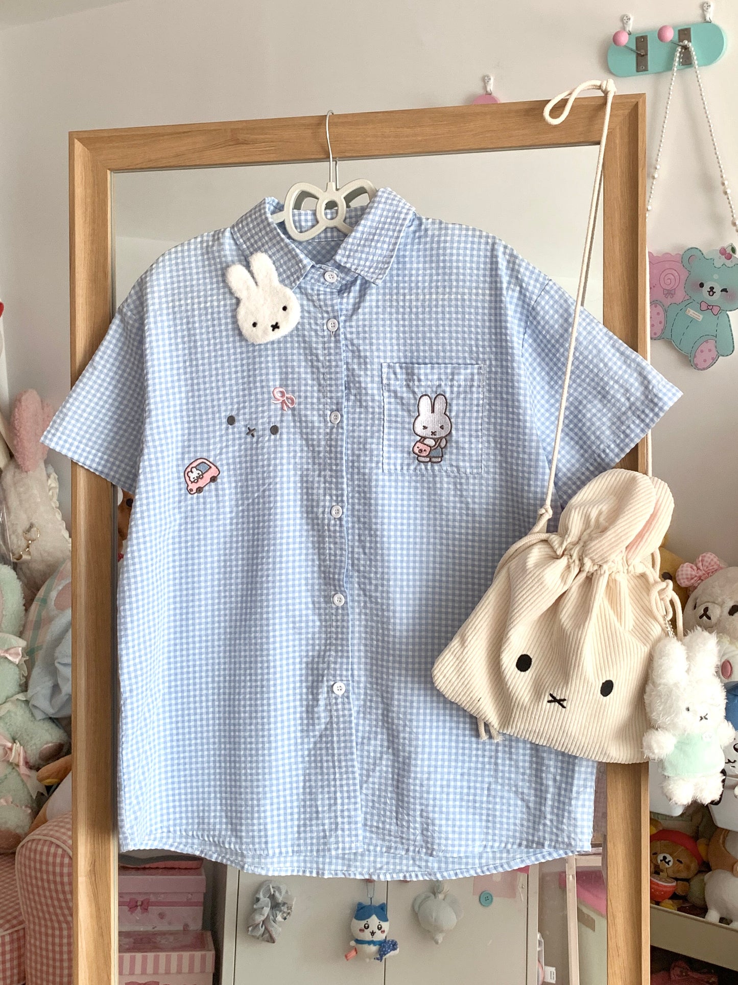 Blurred Bear - Plaid Bunny Shirt shirt Blurred Bear Blue S