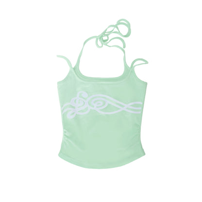 RustSet 原创设计音符烫画挂脖吊带夏季薄荷绿黄色 camisole rustset Light Green S