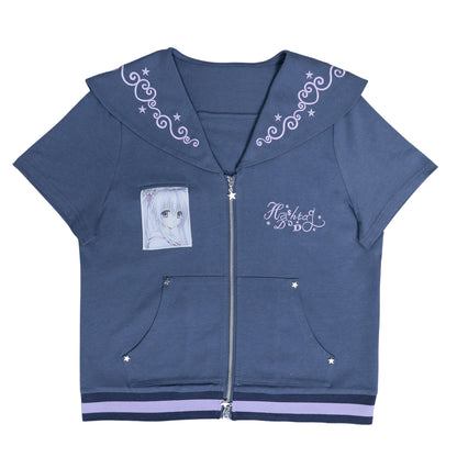Hashtag DDD - Sailor Dreamcore Polka Dot Cardigan tshirt Hashtag DDD Navy S