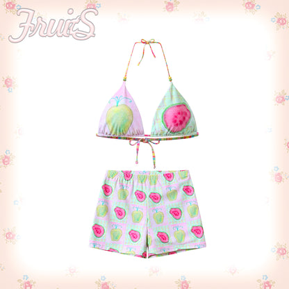 FRUITS - Strawberry Apple Print Bikini Set bikini Fruits Green S