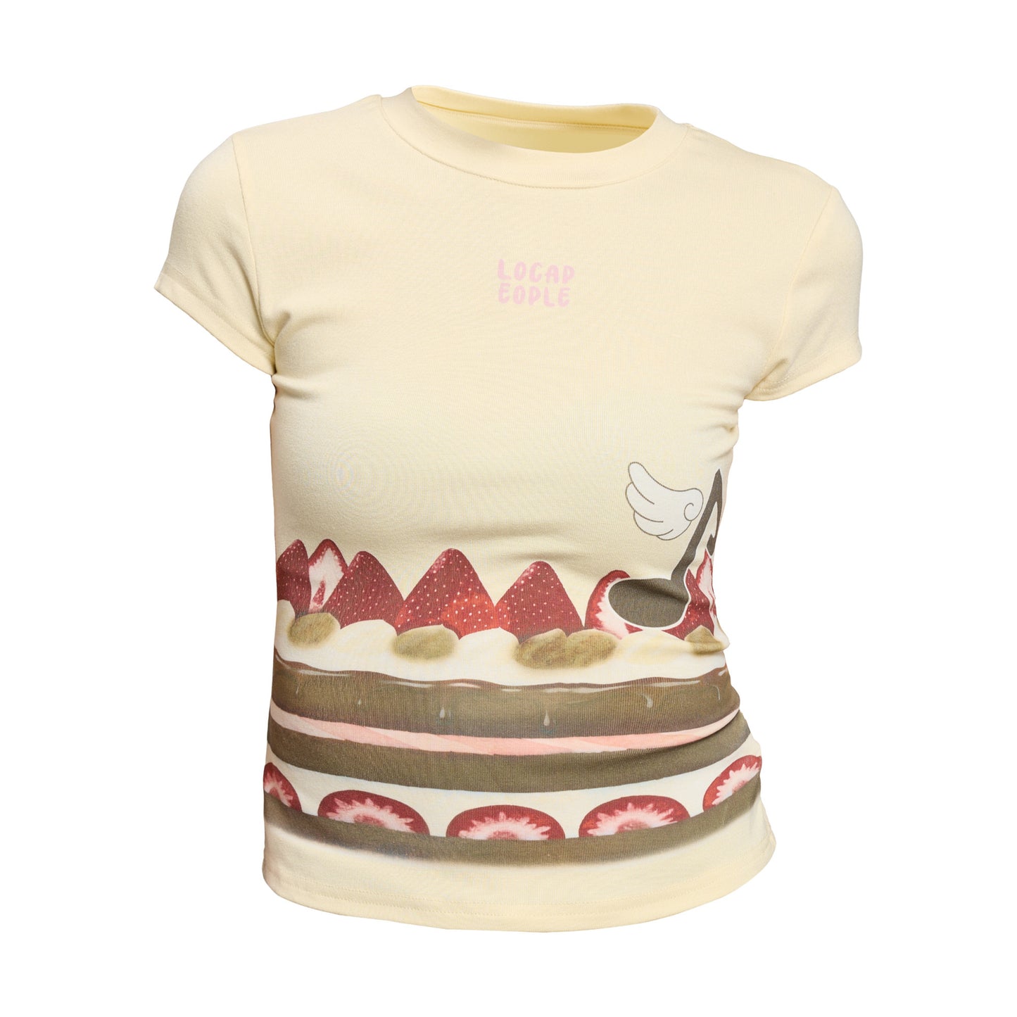 Languid Park - Strawberry Print Crop Tee tee Languid Park Yellow S