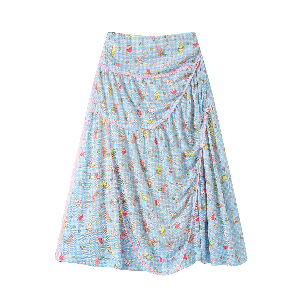 tntntutu - Blue Plaid Rabbit Print Set set tntntutu Skirt S