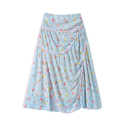 tntntutu - Blue Plaid Rabbit Print Set set tntntutu Skirt S