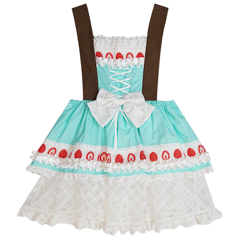 Daytoday Everyday Institute - Strawberry Bow Wing Dress dress daytoday everyday institute Blue
