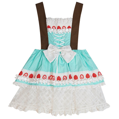 Daytoday Everyday Institute - Strawberry Bow Wing Dress dress daytoday everyday institute Blue