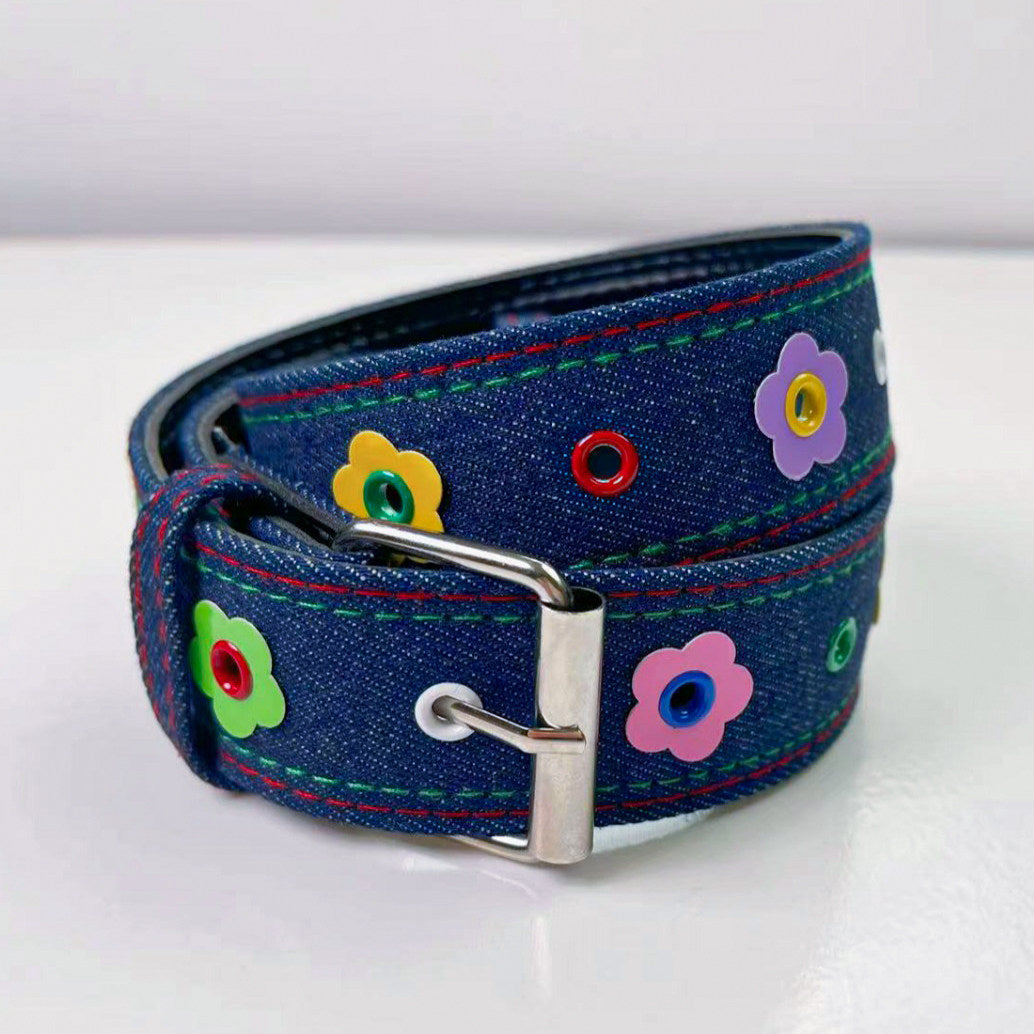 Kiwi Store - Y2K Colorful Plaid Denim Belt belt kiwi store Blue