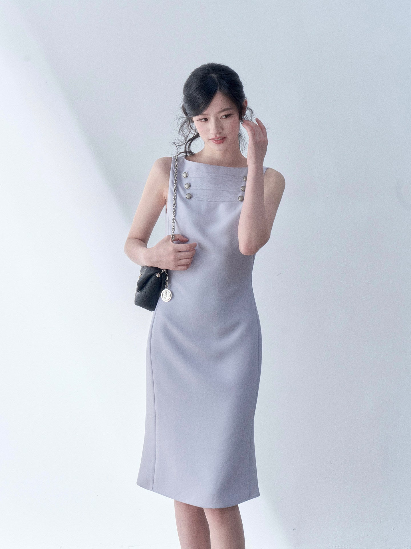 SOS SEAMSTRESS - Lilac Button Midi Dress dress SOS SEAMSTRESS Long Dress S