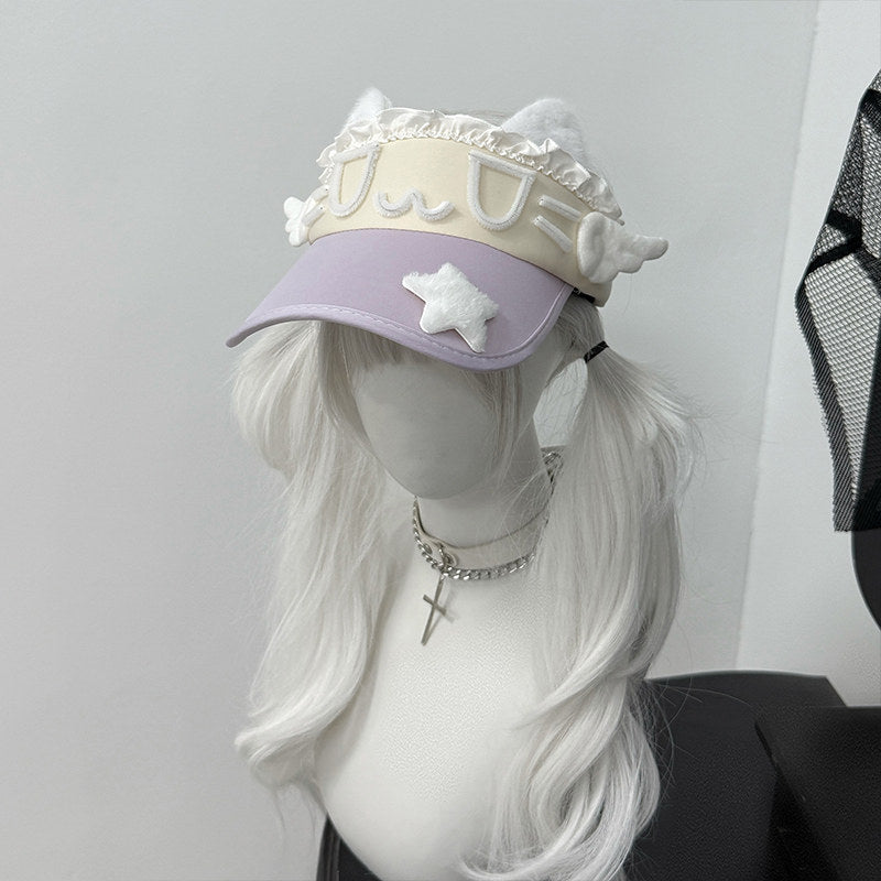1Gangster Inn - Cat Ear Japanese Sun Visor Hat hat 1GASTERINN Purple
