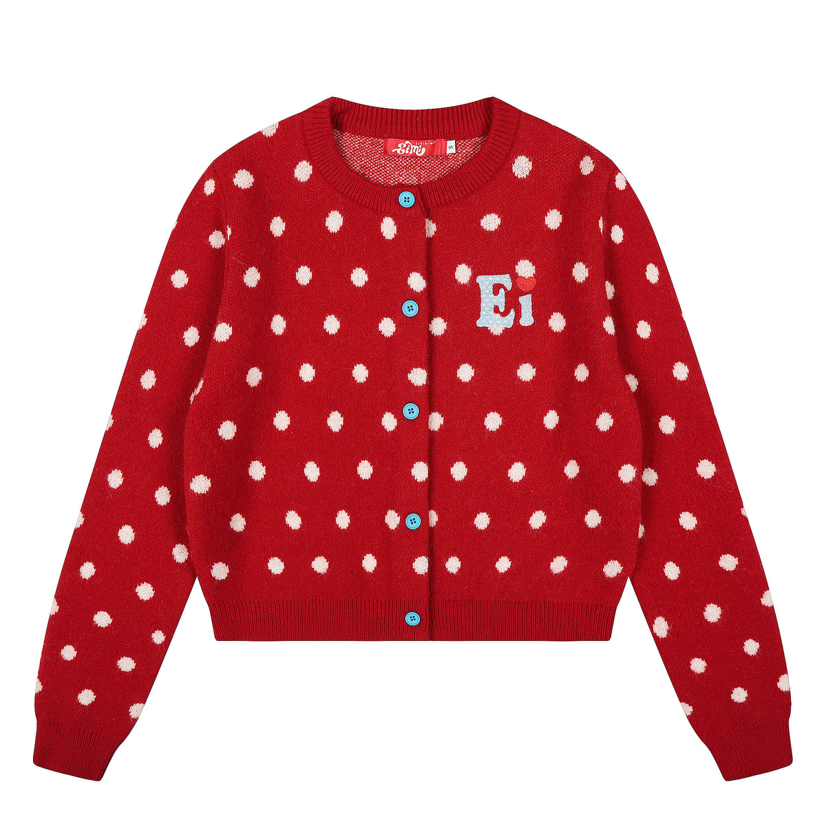 Kawaii Polka Dot Knit Cardigan Sweater cardigan Languid Park Red S