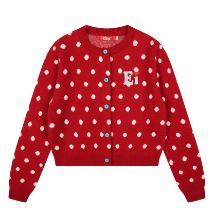 Kawaii Polka Dot Knit Cardigan Sweater cardigan Languid Park Red S
