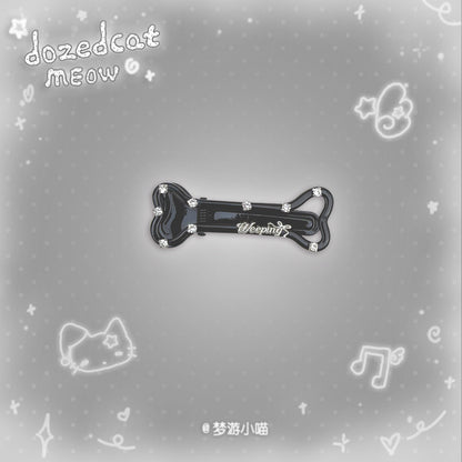Rhinestone Bone Hair Clip | Kawaii Y2K Korean Style Side Hair Clip hair clip Sleepwalking Cat Black