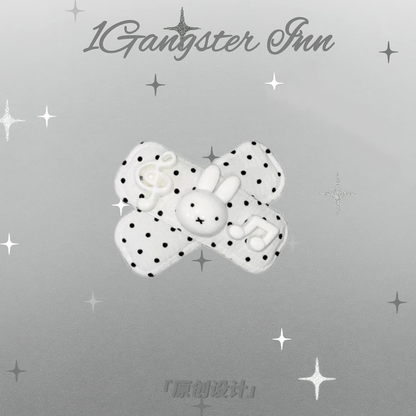 1Gangster Inn - Polka Dot Miffy Rabbit Hair Clip hair clip 1GASTERINN All White - 1pc