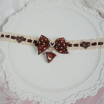 Maojiang - Cake Chocolate Bow Choker Necklace