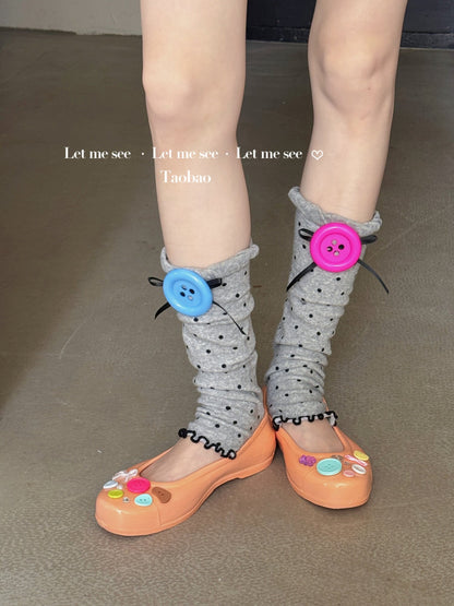 LET ME SEE - Polka Button Leg Warmers socks let me see Light Grey