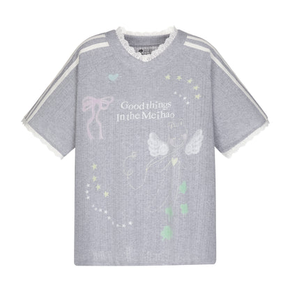 Meihao Store - Dreamy Graffiti Blokette Jersey T-Shirt