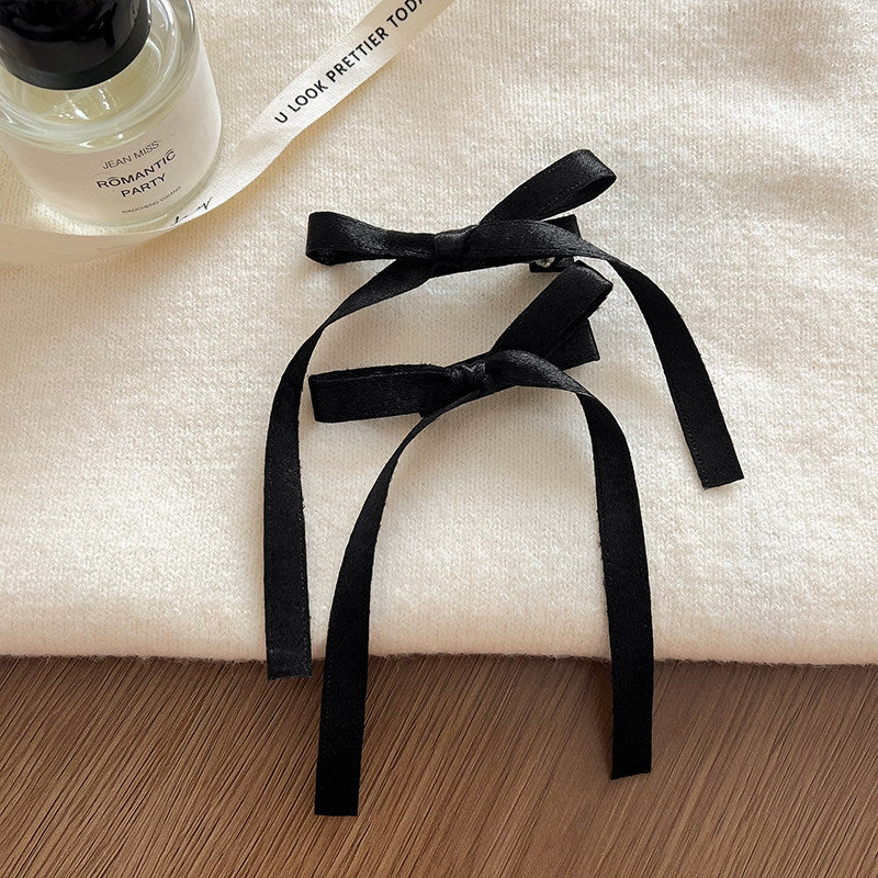 Bow Ribbon Hair Clip hair clip none Black - 1 Pair