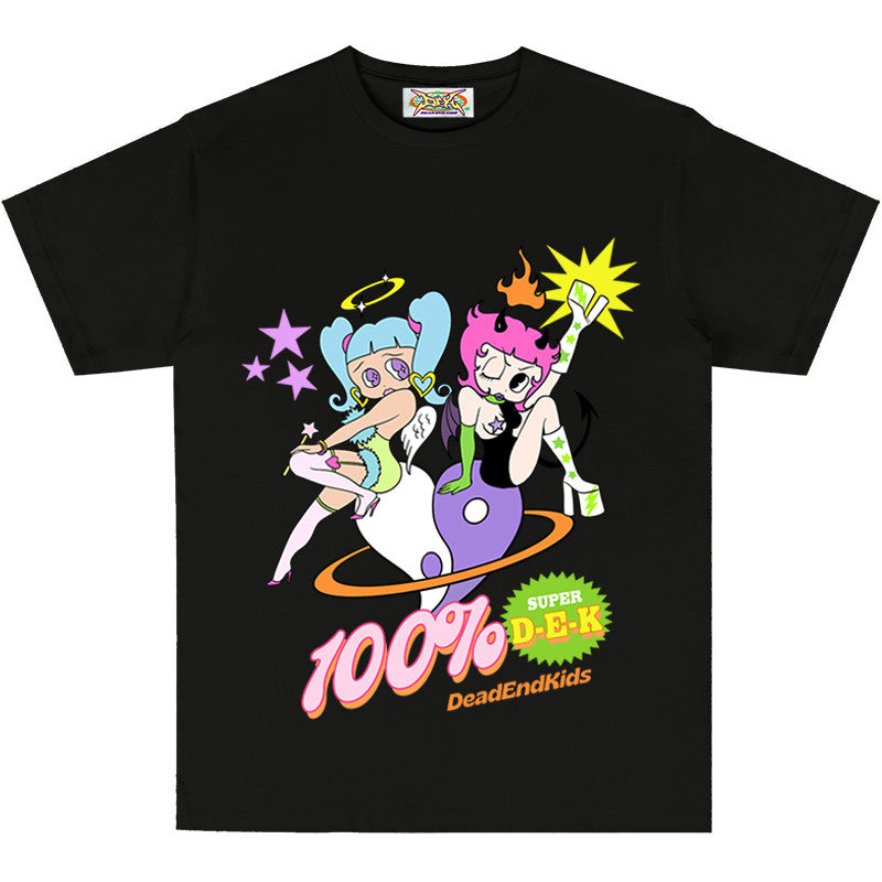 DeadEndKids - Cartoon Print Oversized Tee tee DeadEndKids Black M