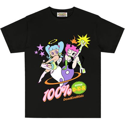DeadEndKids - Cartoon Print Oversized Tee tee DeadEndKids Black M