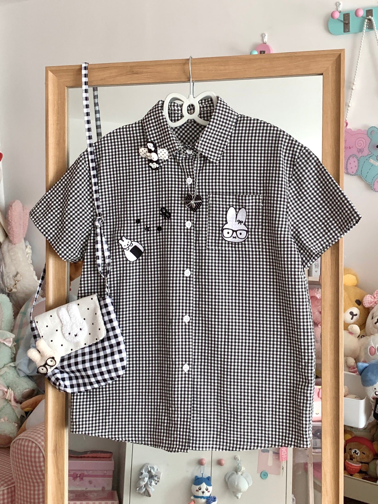 Blurred Bear - Plaid Bunny Shirt shirt Blurred Bear Black S