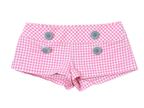 loveplayshop - Plaid Button Mid-Low Waist Shorts shorts loveplay Pink S