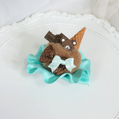 Maojiang - Ice Cream Lace Pom Pom Hair Clip