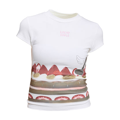 Languid Park - Strawberry Print Crop Tee tee Languid Park White S