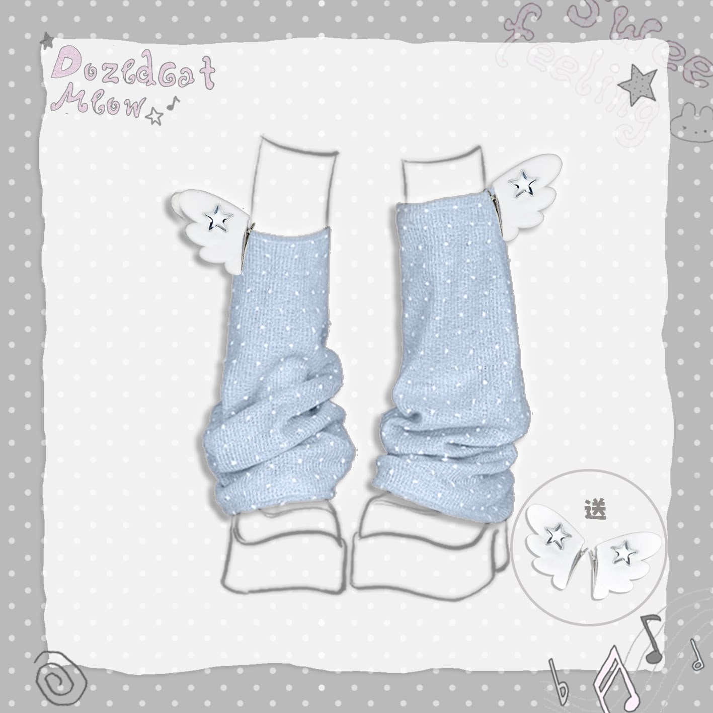 Sleepwalking Cat - Y2K Polka Dot Wing Leg Warmers