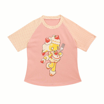 NIHONKIDS - Cotton Colorblock Cartoon Tee tee NIHON KIDS Orange S