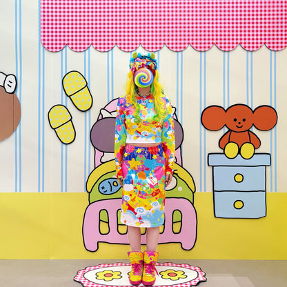 Rainbow Universe RUX - Rainbow Decora Long Sleeve Skirt Set set Rainbow Universe RUX Set(Shirt+Skirt) M