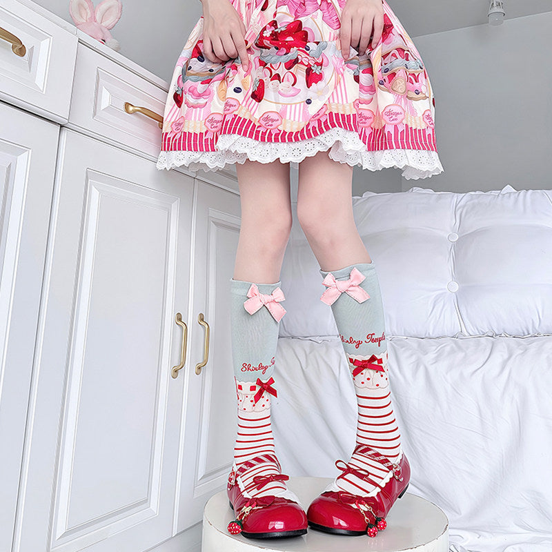 Cute Red Plaid Bow Lace Socks Kawaii Socks