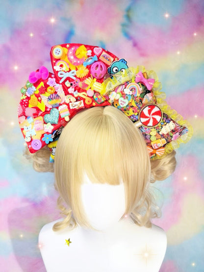 Luckywishstar - Colorful Maximalist Decora Bow Headband hairband Luckywishstar 4