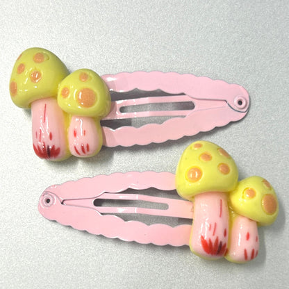 Mononoke - Mushroom Fairy Bow Hair Clip Mononoke yellow pink mushrooms
