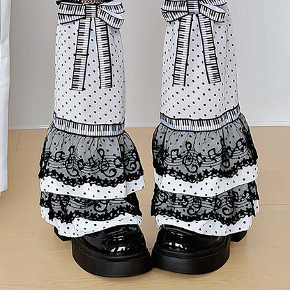 Vintage Piano Note Lace Leg Warmers sock left