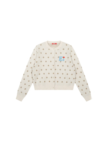 Kawaii Polka Dot Knit Cardigan Sweater cardigan Languid Park Apricot S