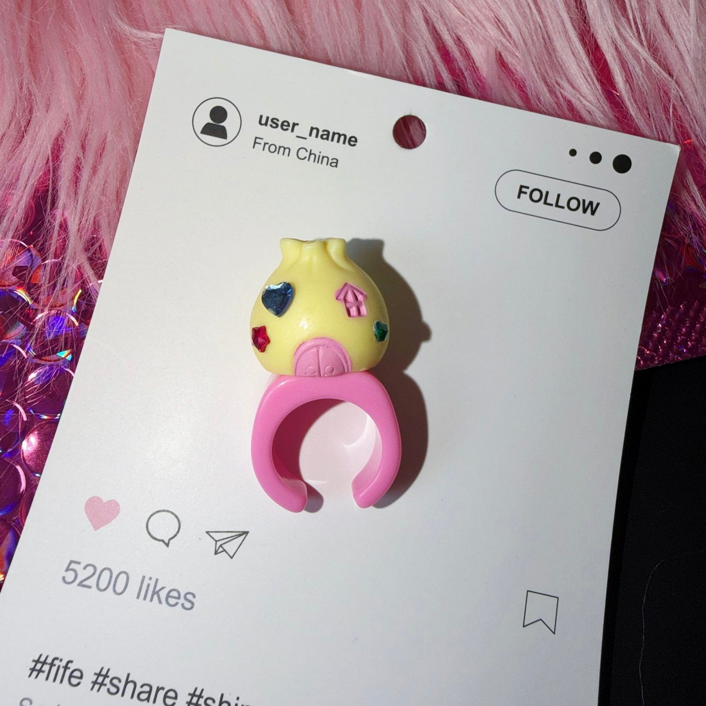 Puppy Cake Elephant Rhinestone Ring ring strangelab Baozi Shop