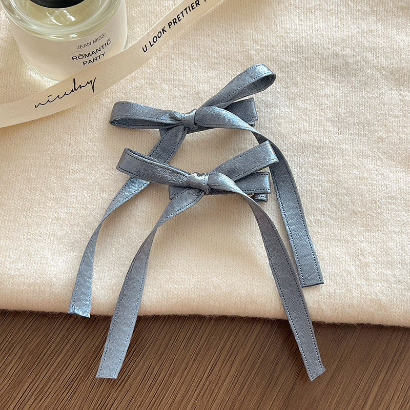 Bow Ribbon Hair Clip hair clip none Blue - 1 Pair