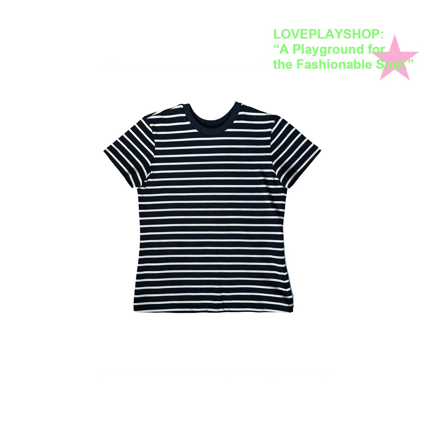 loveplayshop - Classic Striped Cotton Fitted T-Shirt shirt loveplay Navy Blue S