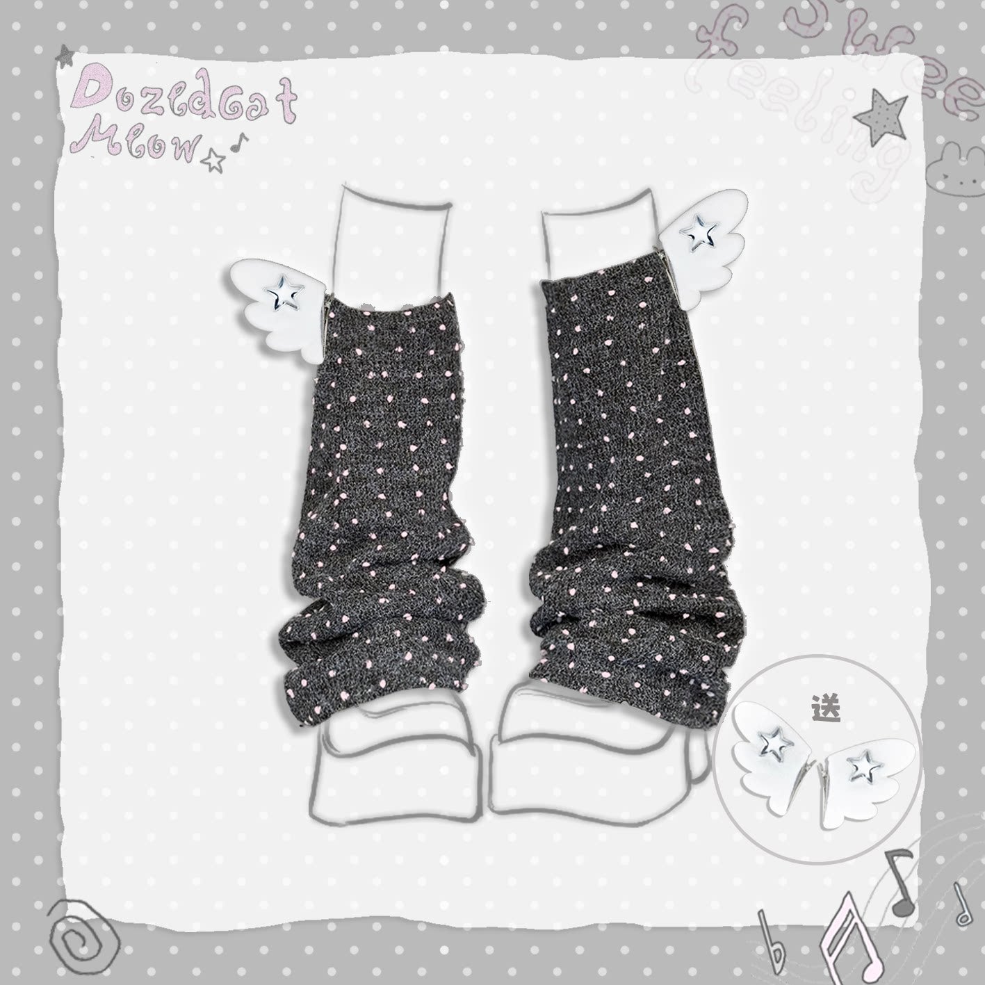 Sleepwalking Cat - Y2K Polka Dot Wing Leg Warmers