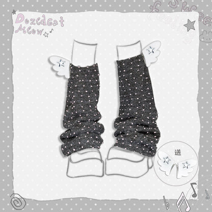 Sleepwalking Cat - Y2K Polka Dot Wing Leg Warmers