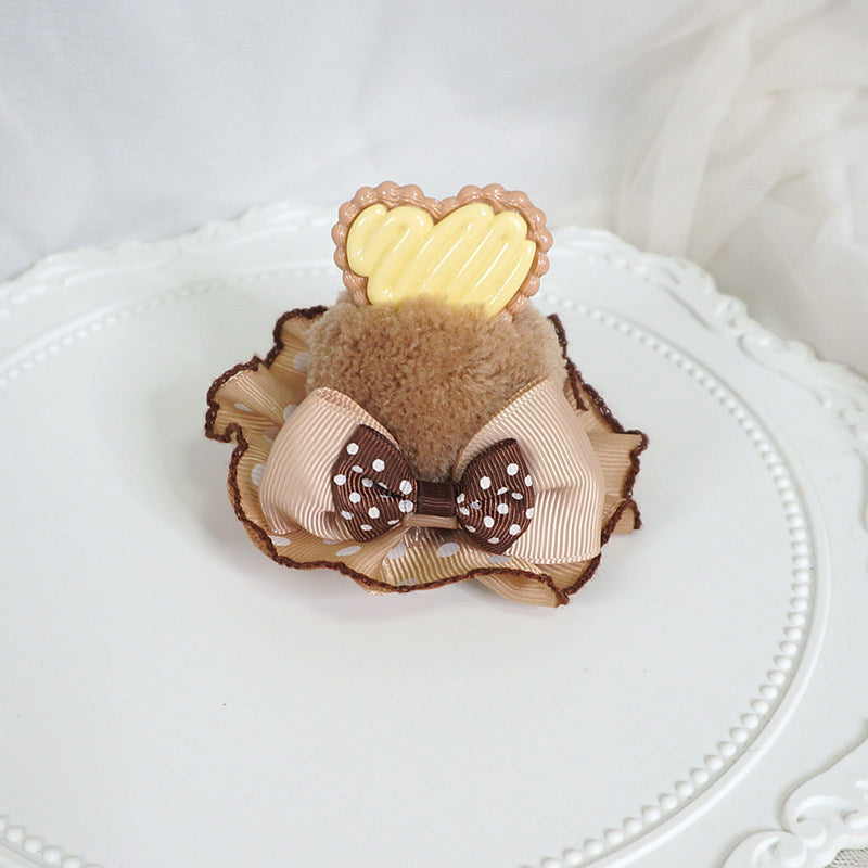 Maojiang - Ice Cream Lace Pom Pom Hair Clip