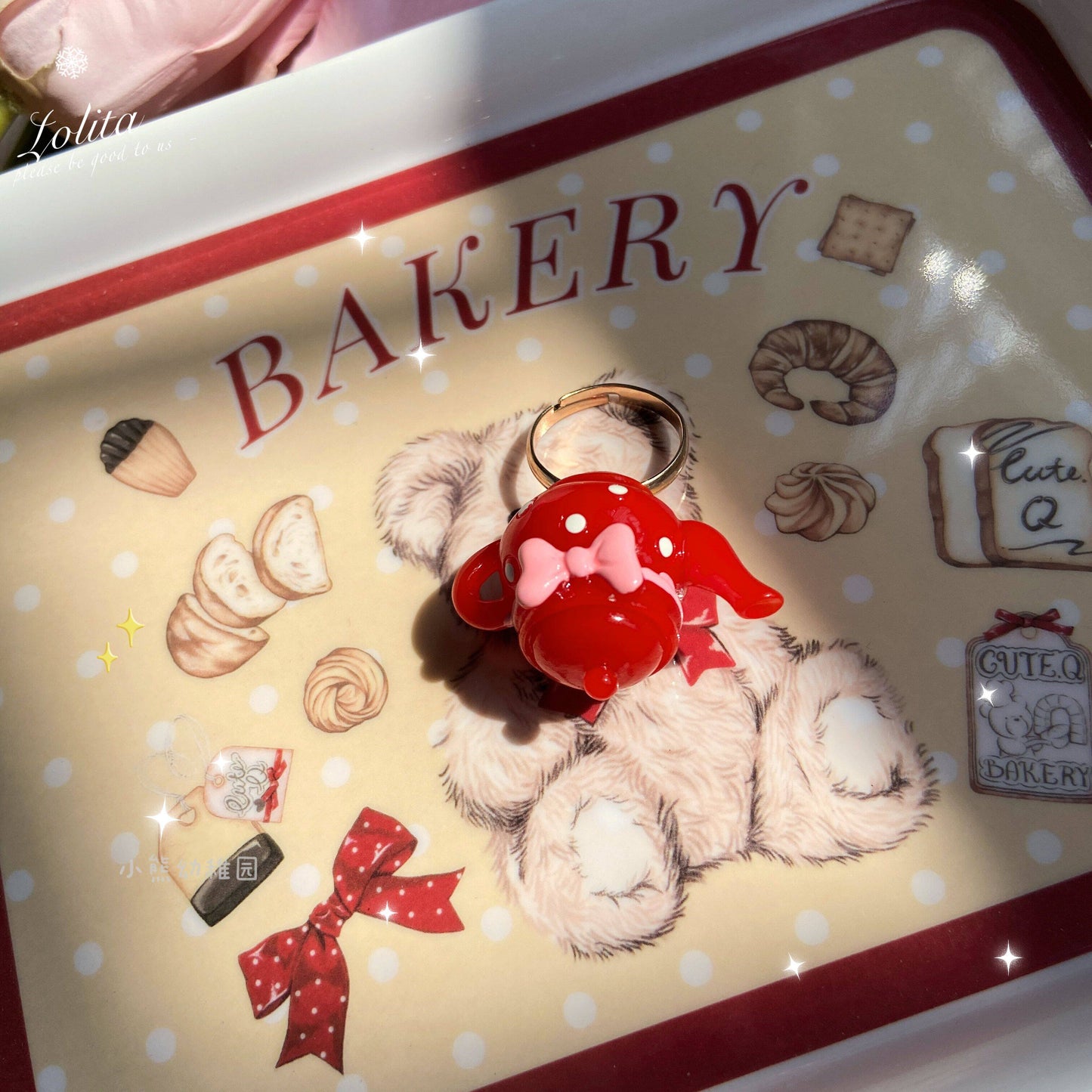 Bear Doll - Sweet Dessert Bow Ring ring Bear Doll Red Teapot