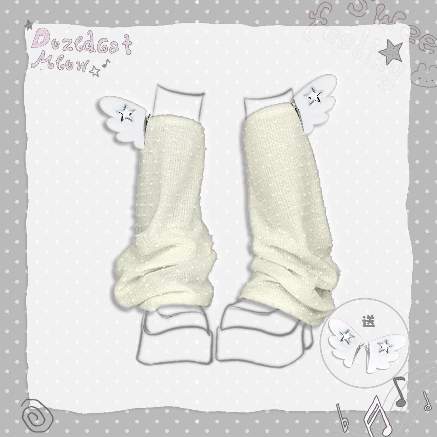 Sleepwalking Cat - Y2K Polka Dot Wing Leg Warmers