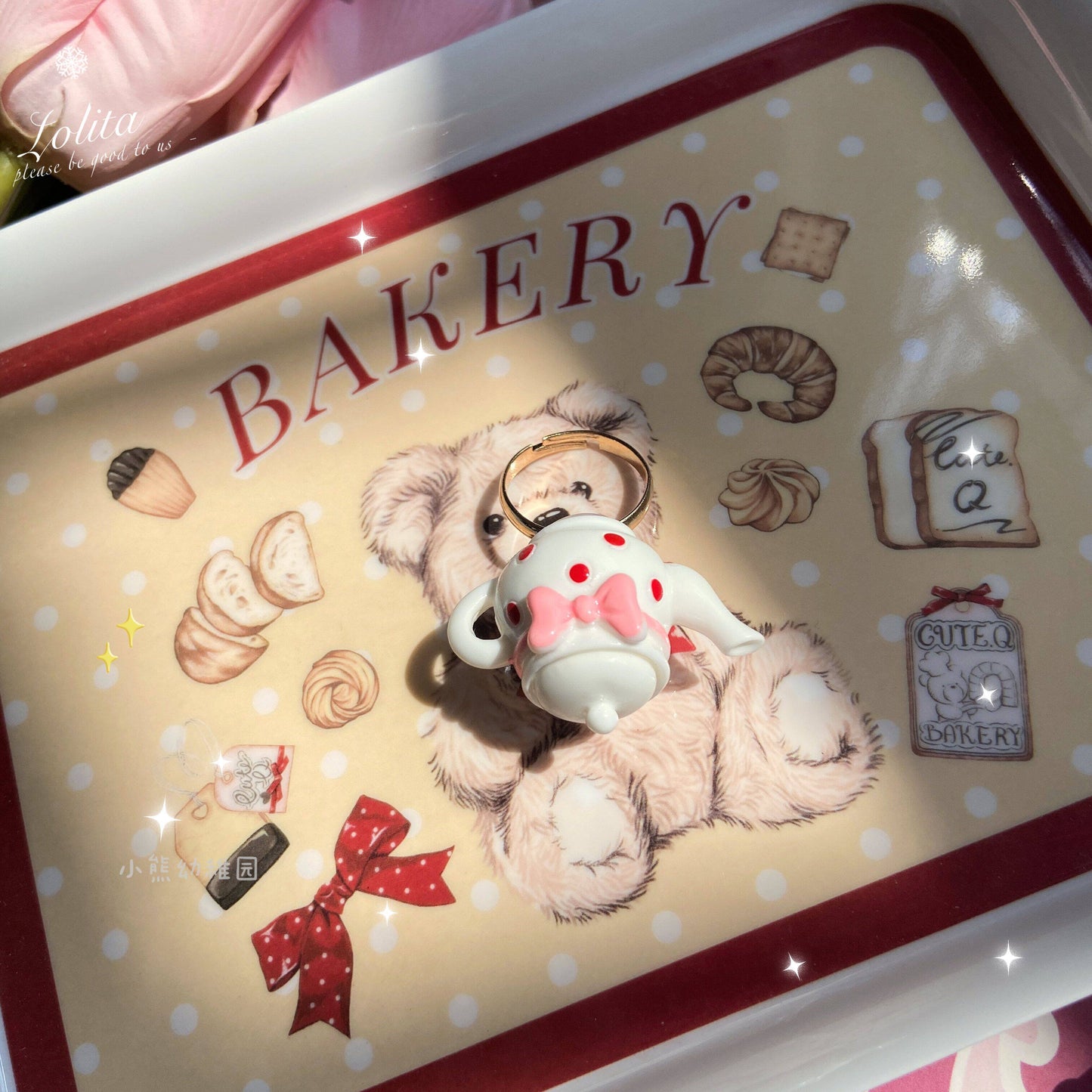 Bear Doll - Sweet Dessert Bow Ring ring Bear Doll White Teapot